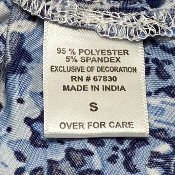 Cathy Blouse Women's Small Blue Multicolor Shimmer 3/4 Sleeve Lightweight NWOT - Picture 6 of 9